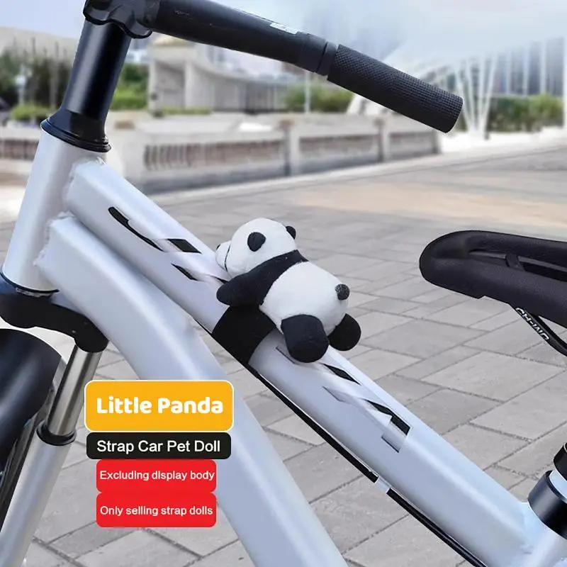 （Summer4）Cute Panda Plush Car Decoration Soft Stuffed Animal Handlebar Ornament For Bike Motorcycle Electric Vehicles Decoration