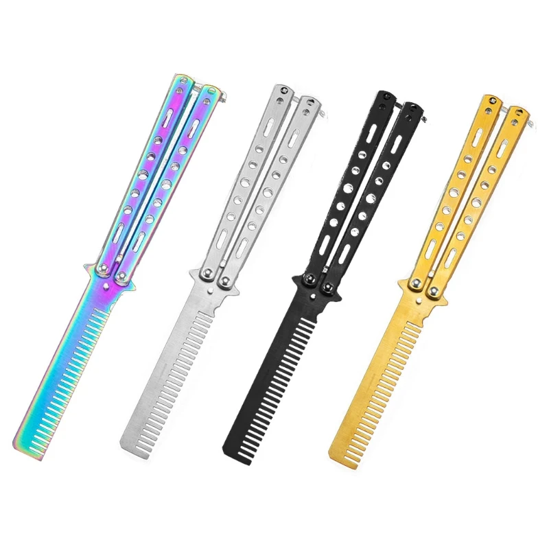 

1Pc Outdoor Camping Practice Combs Foldable Butterfly Comb Knife Stainless Steel Modeling Tool for Beginner