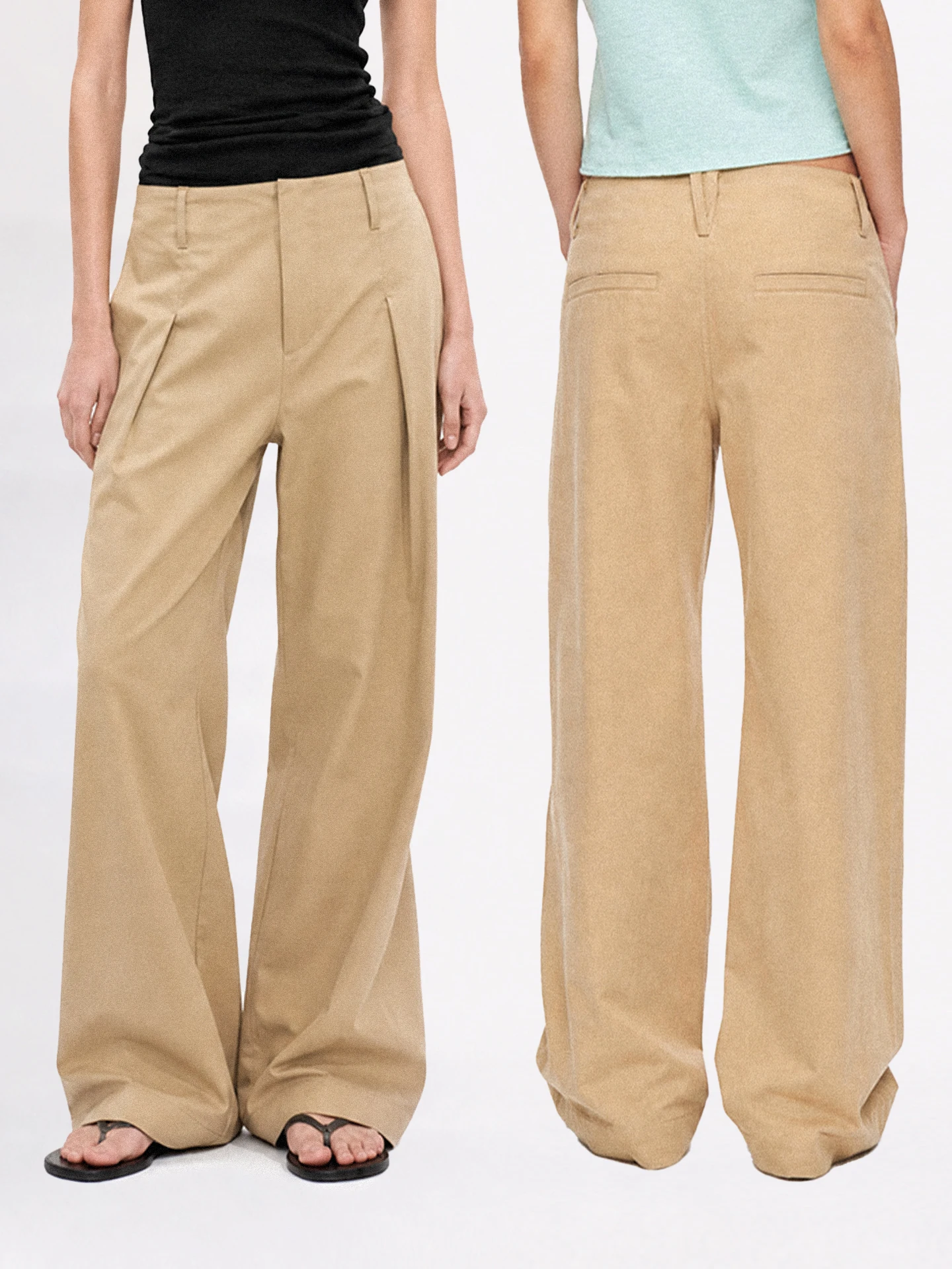 TDDP Raseel Linen Casual Pants Women's Low Waist Wide Leg Pants Summer New Style Comfortable Breathable Cotton Blend