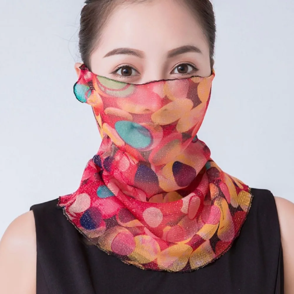 

Floral Print Sun Protection Face Mask Thin Texture Quick-Dry Breathable Face Scarf Breathable Fabric UV Protection