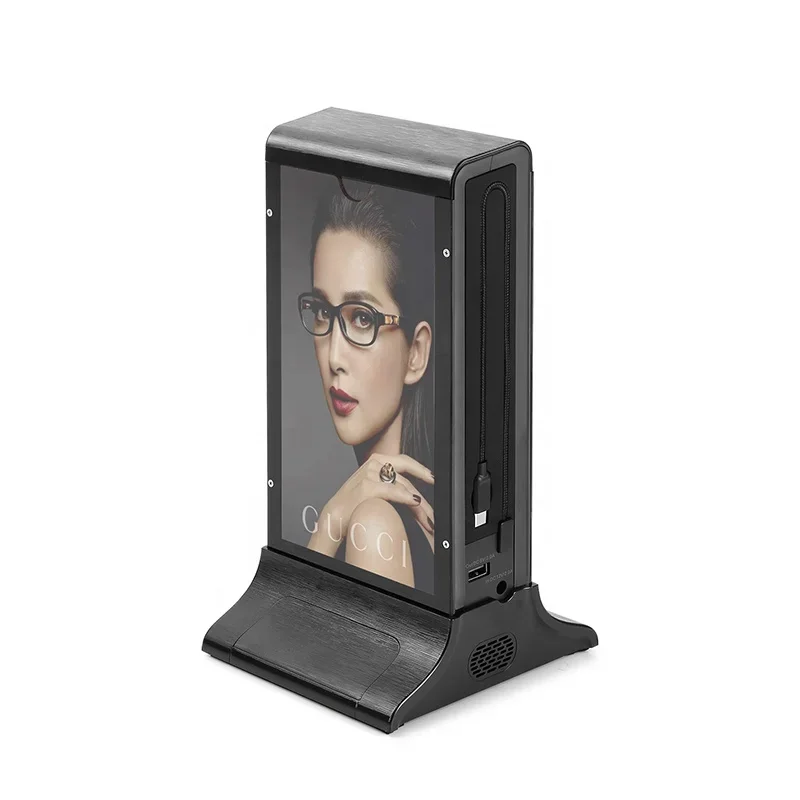 7inch dual side touch screen menu board for restaurant with cell phone charging station desktop advertising display player