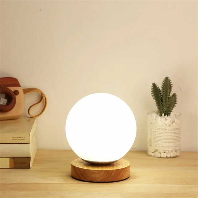 Modern LED Glass Ball Table Lamp Living Room Lighting Bedroom Bedside Decor Table Light Kitchen Fixtures Art Deco Luminarie