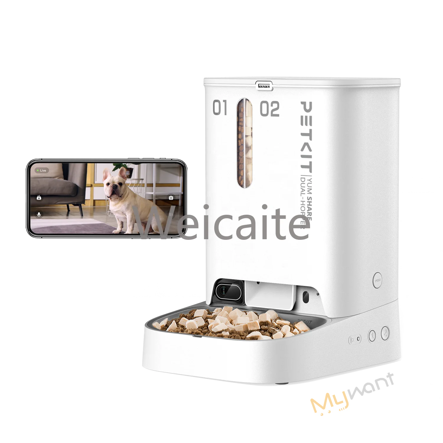 

PETKIT YumShare Gemini Dual Hoppers AI Smart Pet Feeder with 1080P HD Infrared Night Vision Camera Remote Interaction