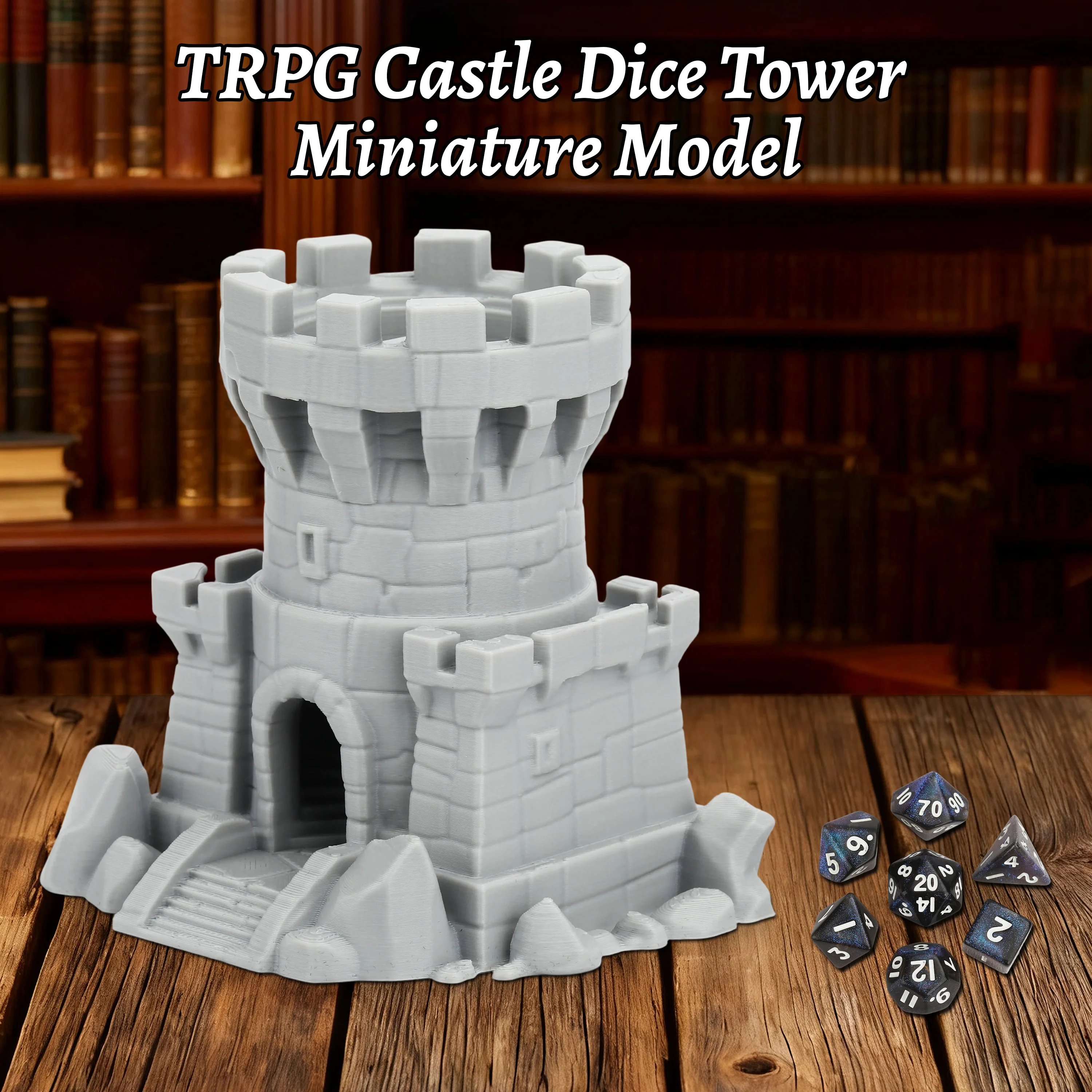 

RPG Dice Tower and Dice Set, Fantasy Mini Dice Tower with Multi-Faceted Dice Set for TTRPG, Great Gift for Immersive Sessions