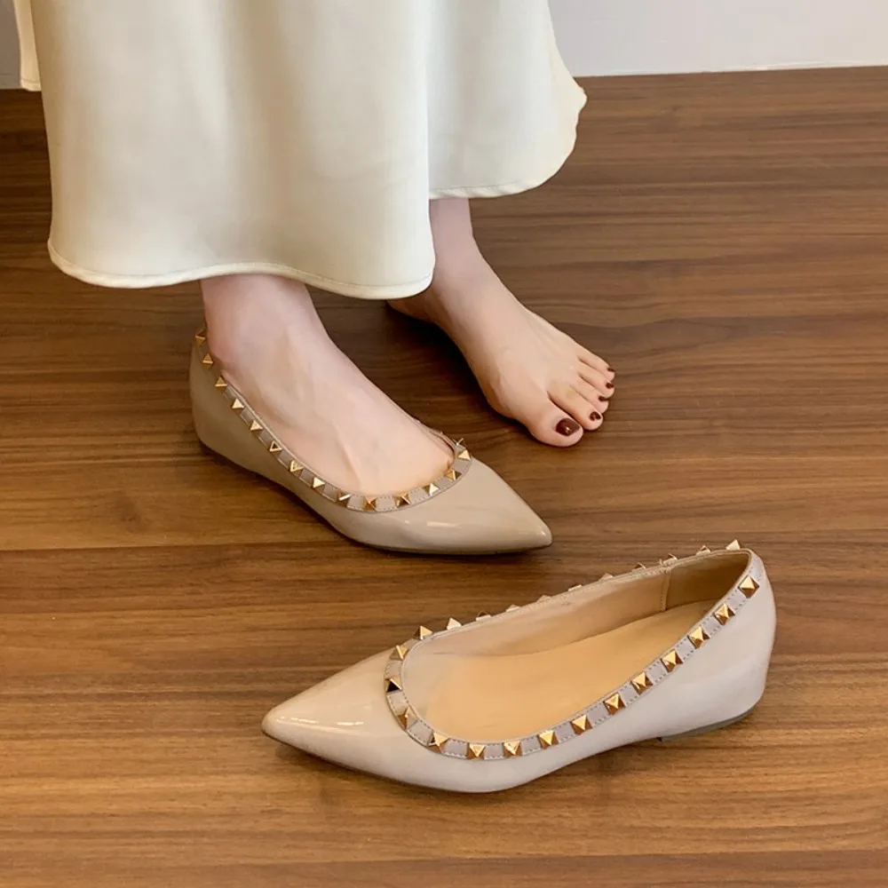 Women's Flat Shoes Pointed Modis Soft Rivet Studs Dress 2026 Ballet Shoes New Fashion Shoes