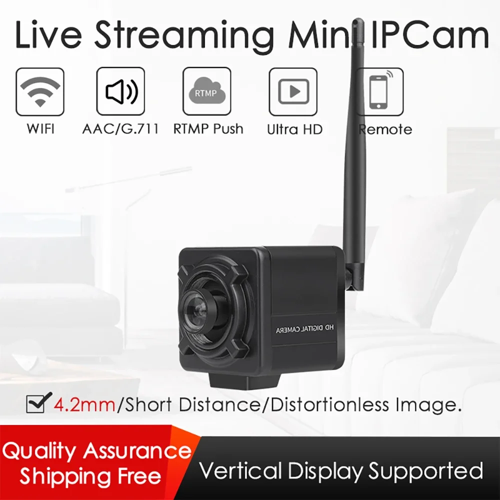 

Wireless WiFi 4K 8MP IP Camera RTMP CCTV Distortionless Live Streaming Push Video To YouTube/Facebook Onvif Indoor Motion Detect