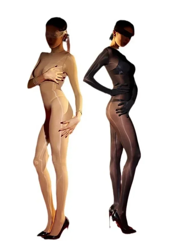 Solid color minimalist 8Dexotic seamless tight fit and wrapping sensation full body tight fit full body jumpsuit stockings