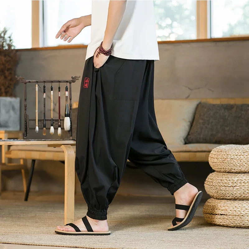 Wide Leg Pants Mens New Casual Harajuku Jogging Pants Men\'s Black Fashion Loose Harlem Trousers Vintage Sweatpants Plus Size 5XL