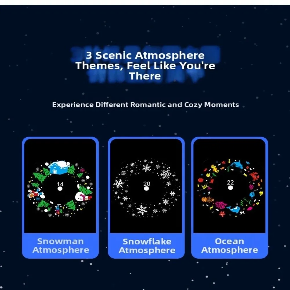 Rechargeable/Plug-in Dreamy Dynamic Projector Light Ocean Starry Atmosphere Night Light USB Snowflakes Indoor Ambient Lamp
