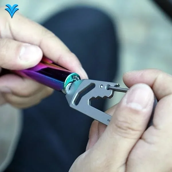 MecArmy EH3 الفولاذ المقاوم للصدأ EDC حلقة تسلق أداة خارجية متعددة الوظائف مع المفاتيح قضيب رفع وجع فتاحة الزجاجات #5