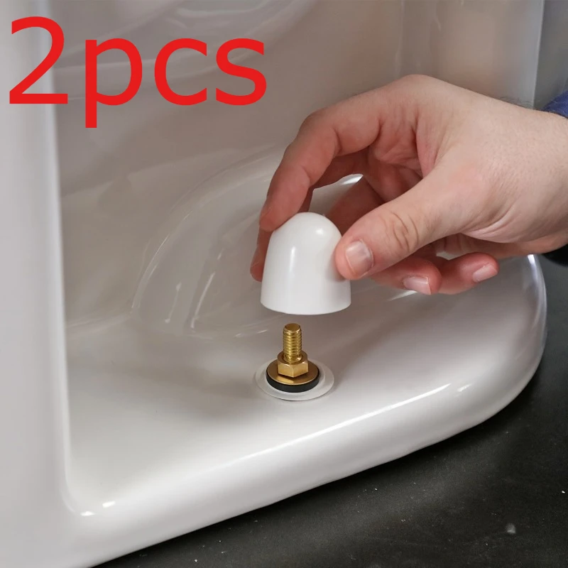 2pcs Premium Round Universal Toilet Bolt Caps - Easy Push-On Installation with Extra Washers, 1.44 Inch Height, Durable Plastic