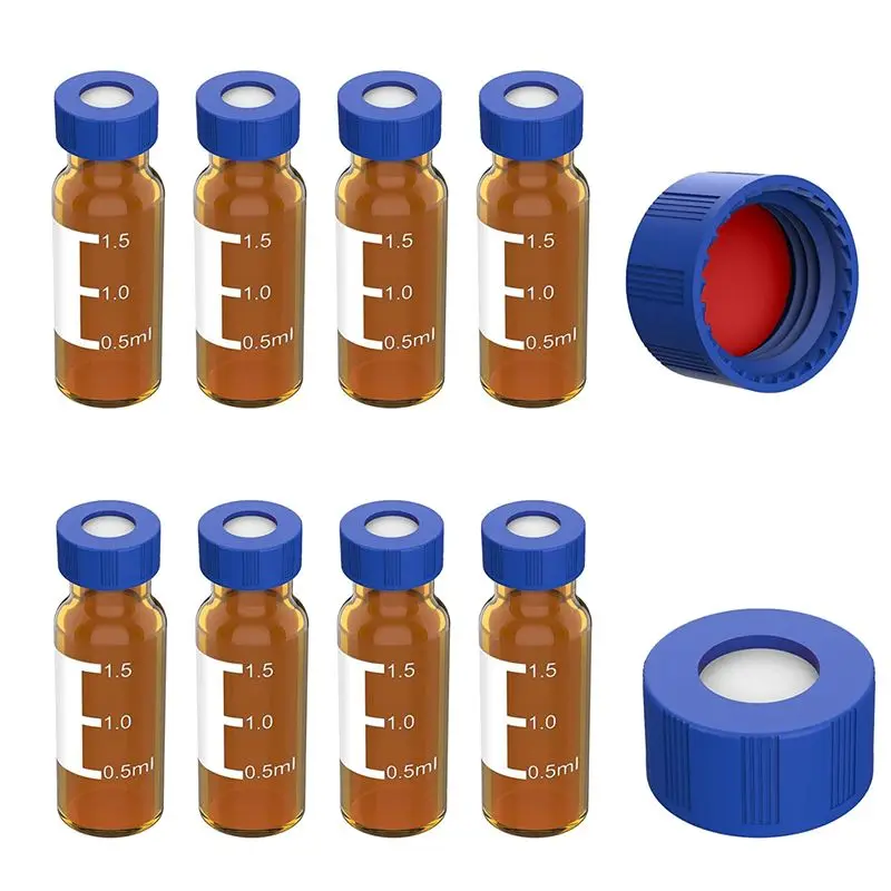 Exquisite-2ML Autosampler Vials Pack Of 100 - HPLC Vials 9-425 Vials With Blue Screw Caps