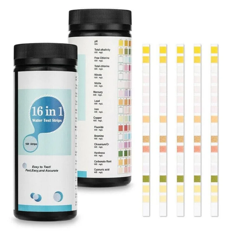 16 In 1 Drinking Water Test Kits Strip Spa Water Test Strip Nitrate Nitrite PH Hardness Home Water Quality Test Swimming Pool