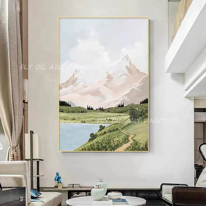 

Mountain Top 100% Handmade Knife Landscape Oil Painting Modern Thick Abstract Wall Art Picture Canvas Nordic Decor Unframed