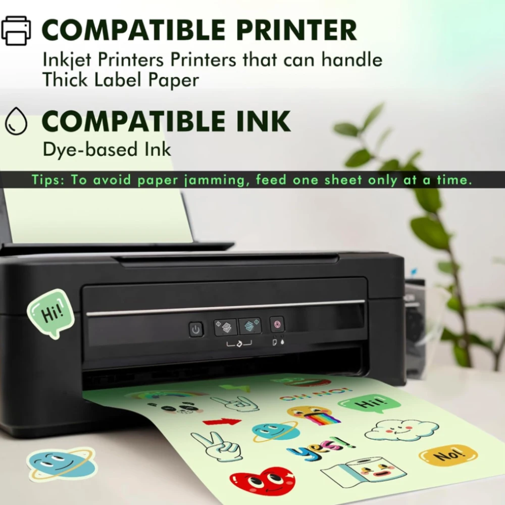 Glow in The Dark Printable Vinyl Sticker Paper A4 for Inkjet Printers Home Decoration DIY Waterproof Sticker Paper 5 Sheets