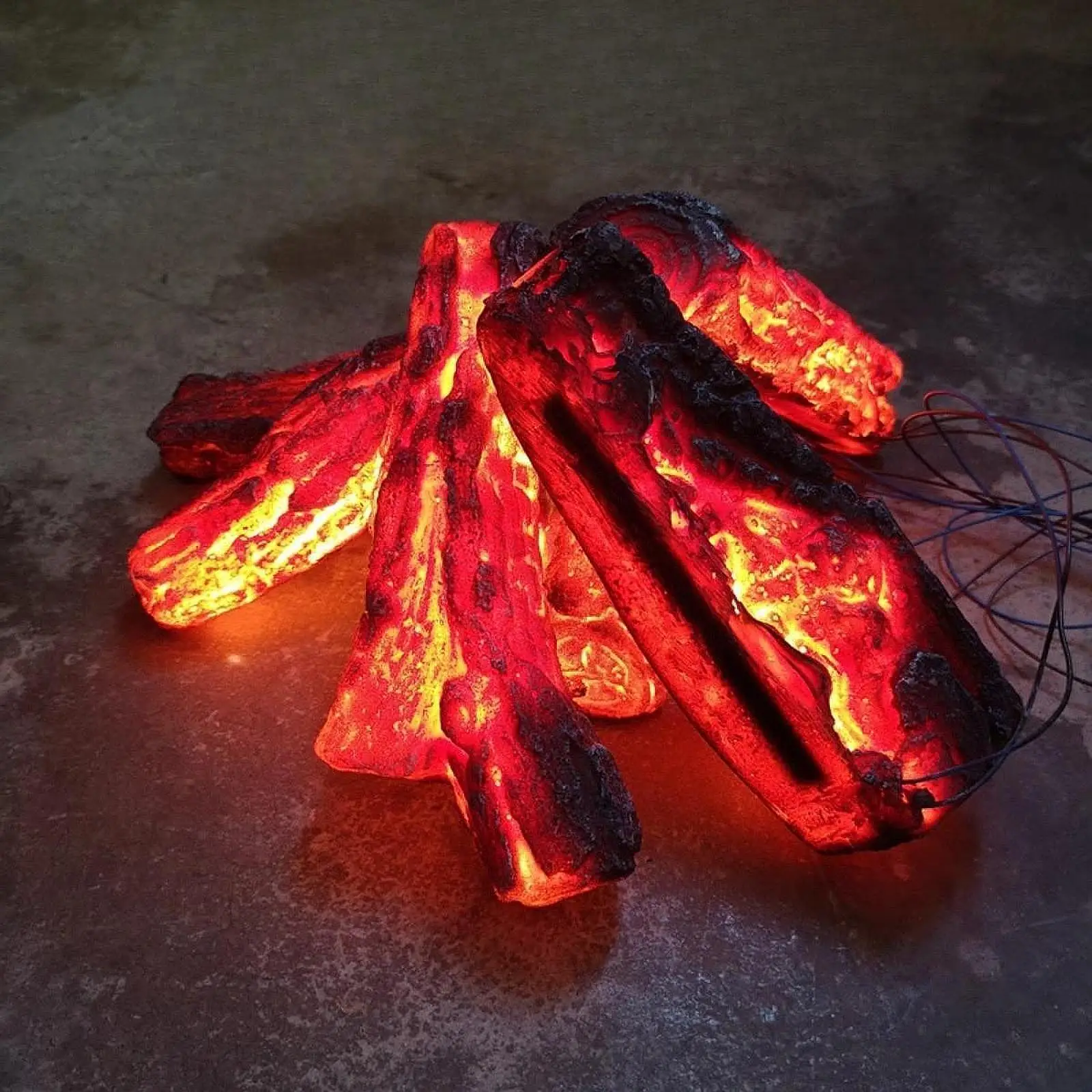 5x llama de simulación tira de carbono lámpara de chimenea sin llama para el dormitorio del hogar