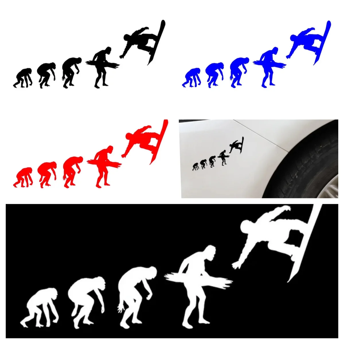 

Stylish Skiing Evolution Extreme Sports PVC Waterproof Car Stickers - Silhouette Decorative Decals for All Vehicles