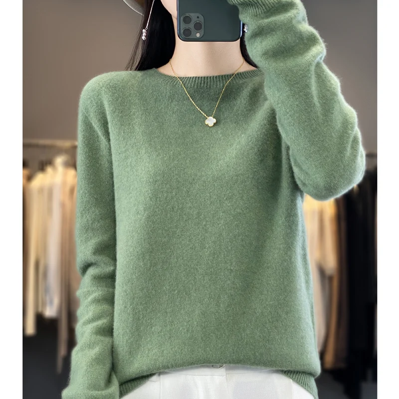 Jesień Zima 100% Wełna Merino Sweter Kobiety Pierwsza Linia Bezszwowy Pół-wysoki Kołnierz Pullover Basis Casual Cashmere Knit Solid Tops