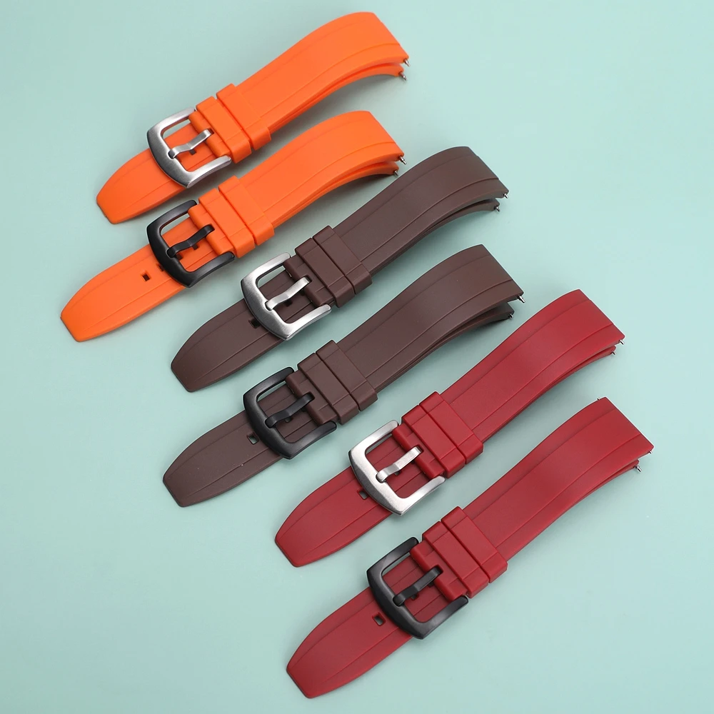 Quality Fluoro Rubber Watch Strap 18mm 19mm 20mm 21mm 22mm 24mm Sport Watchband Black Green Wristband With Quick Release Band