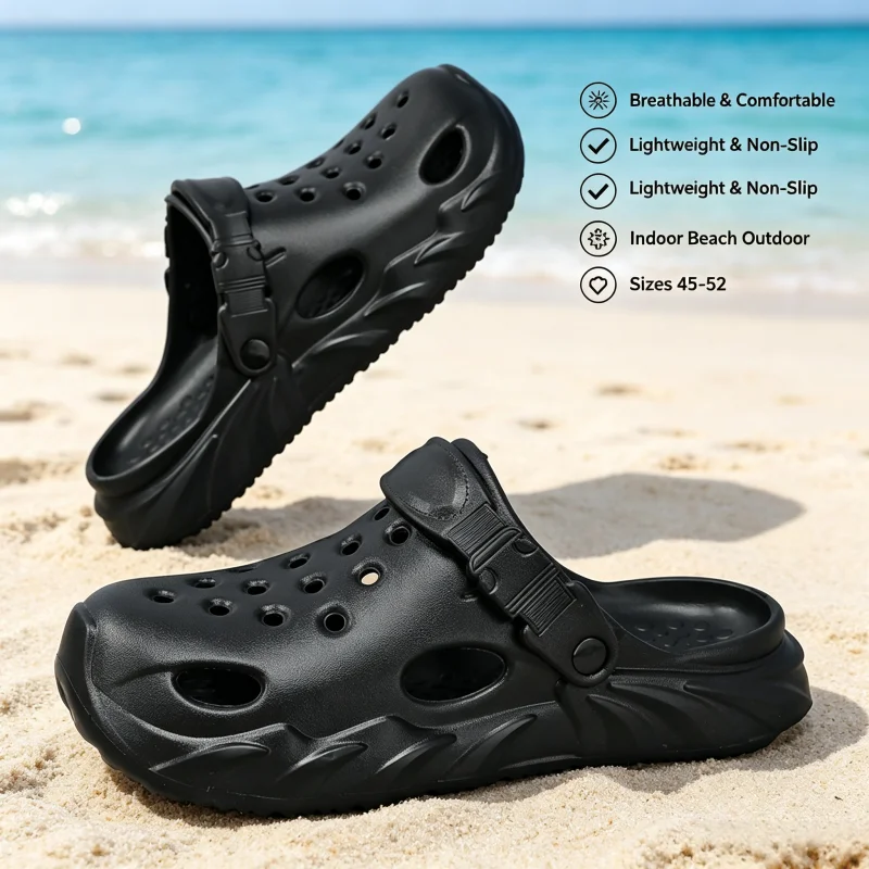 Men Extra Large Size 45-52 EVA Clogs Breathable Non-Slip Beach Slippers Lightweight Dual Use Indoor Outdoor Garden Sandals For