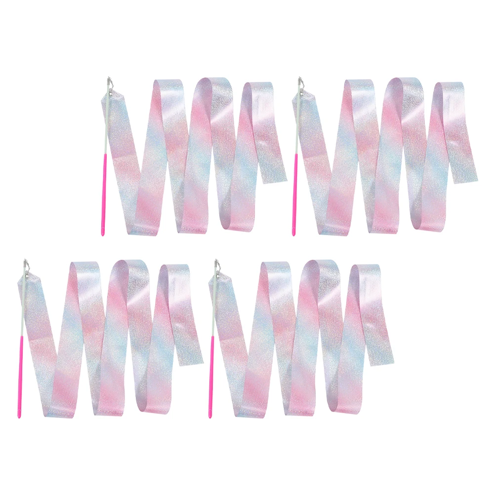 

4 Pcs Ribbon Dance Toys Kids Silk Fiberglass Streamers Gymnastics Dancer Wand Dancing Ribbons Child Shaping