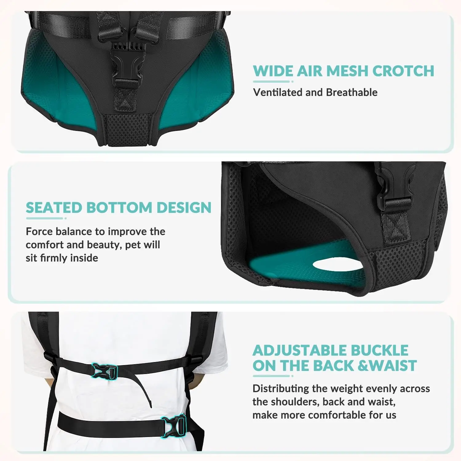 Outdoor-Haustier-Tragetasche für vorne am Hals, verstellbarer, freihändiger Hunderucksack für mittelgroße und kleine Hunde – Detail 10