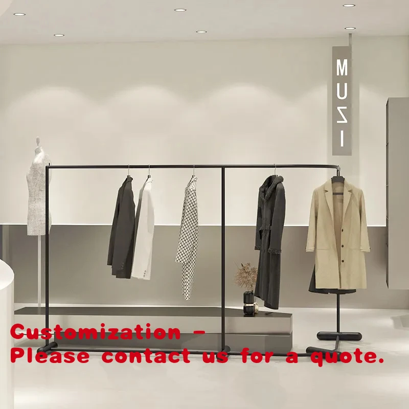 custom.DY Modern Stainless Steel Matte Black Rustproof Freestanding Detachable Luxury Clothing Store Display Rack Clothes Hanger