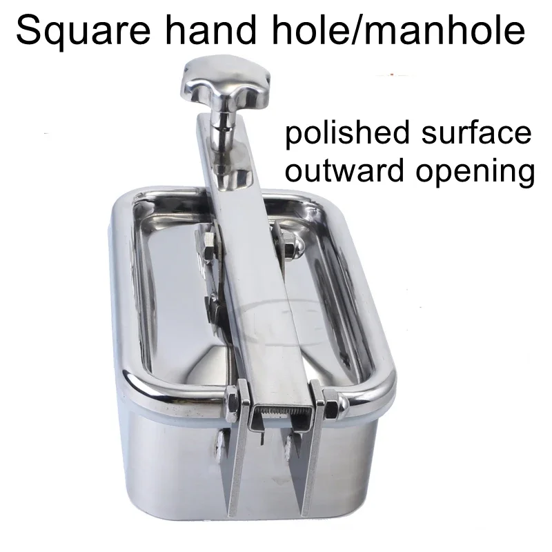 Food-grade rectangular quick-opening mirror manhole cover tank side delivery port 304 stainless steel square manhole hand hole