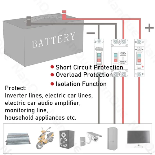 Imagen 2 del producto Disyuntor DC12V 24V 48V 60V 110V 100A 200A 300A 400A 600A Protector de batería tipo B MCCB PV potencia de coche corte de circuito corto