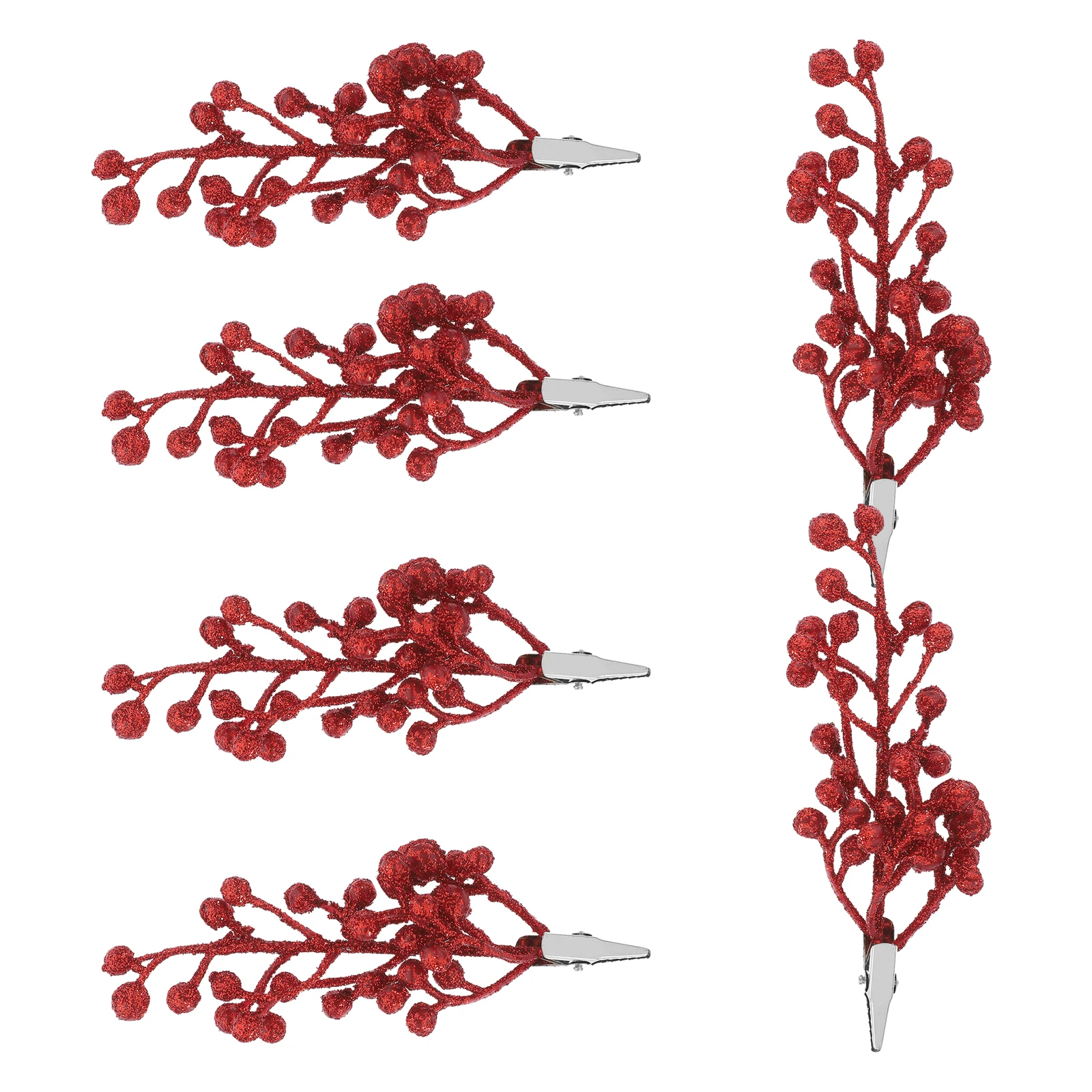 

6 Pcs Christmas Tree Decoration Clip Artificial Berries Stems Berry Picks for Glitter Ornaments Decorate