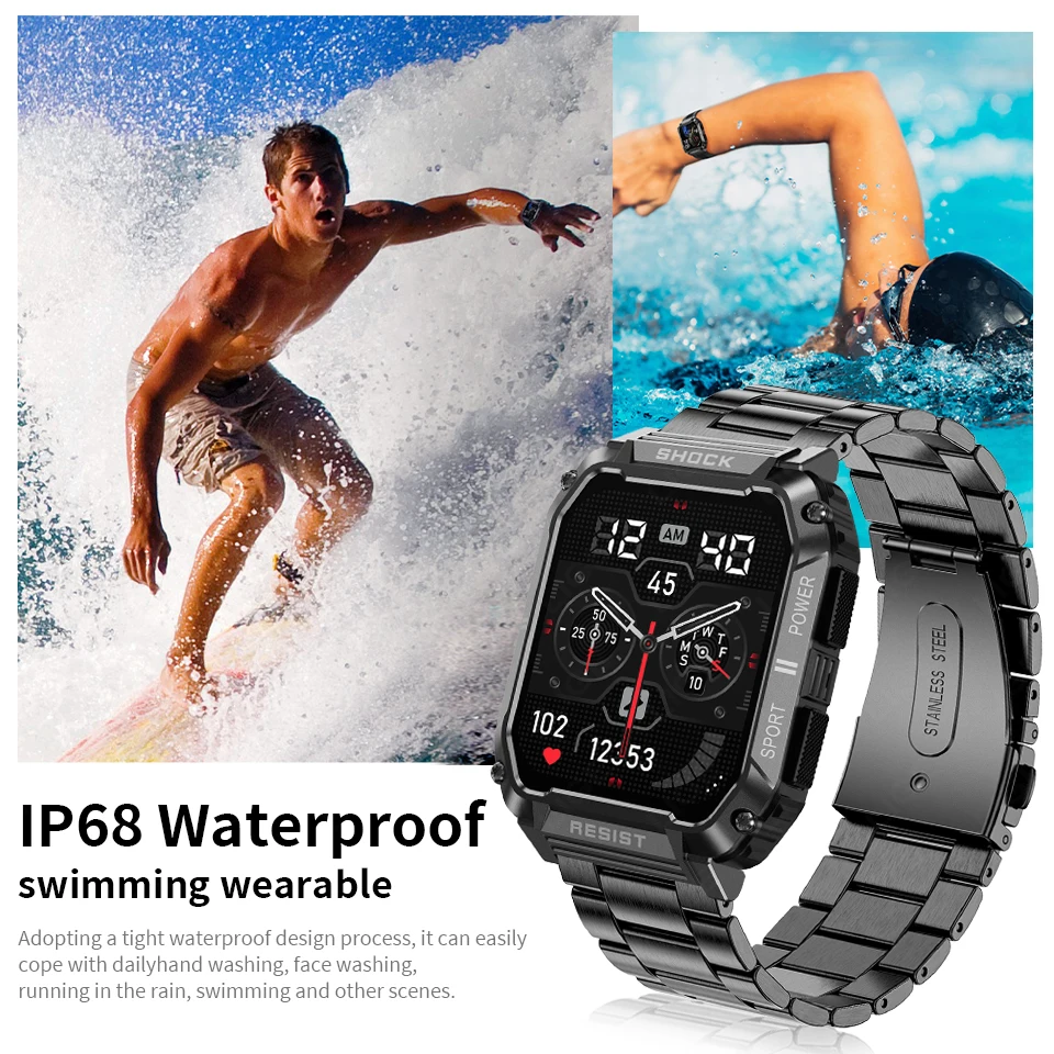 LIGE Smart Watch Man Outdoor Sports One Button Connection Call Fitness Bracelet Waterproof IP68 1.95 inch HD For 2023 Smartwatch