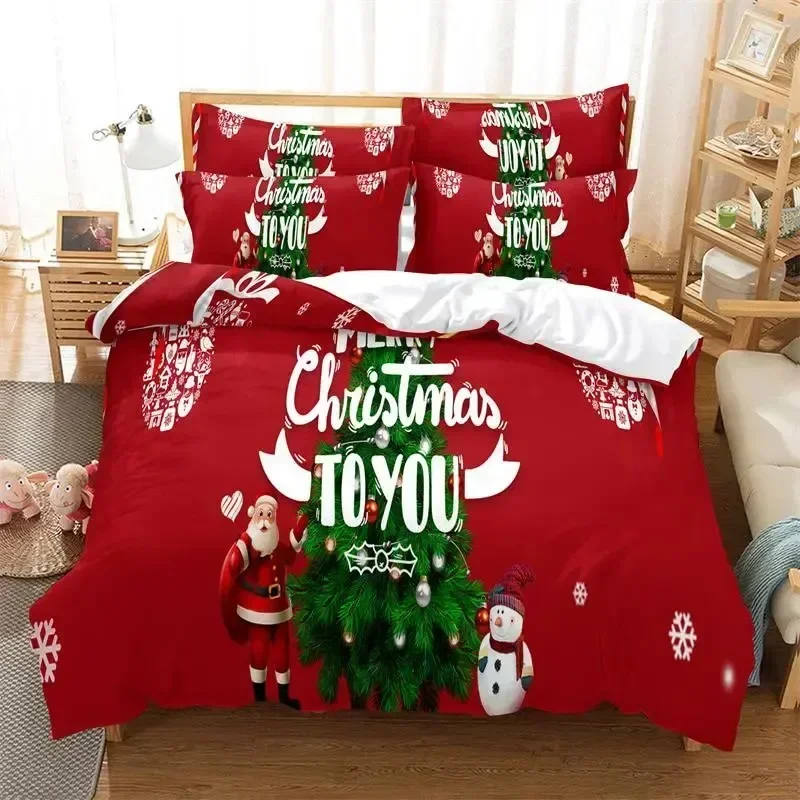 

Merry Chrismas Santa Bedding Set Duvet Cover Sheet Printed Bed Set Pillowcase Bed Full Queen King Size Comforter Bedroom