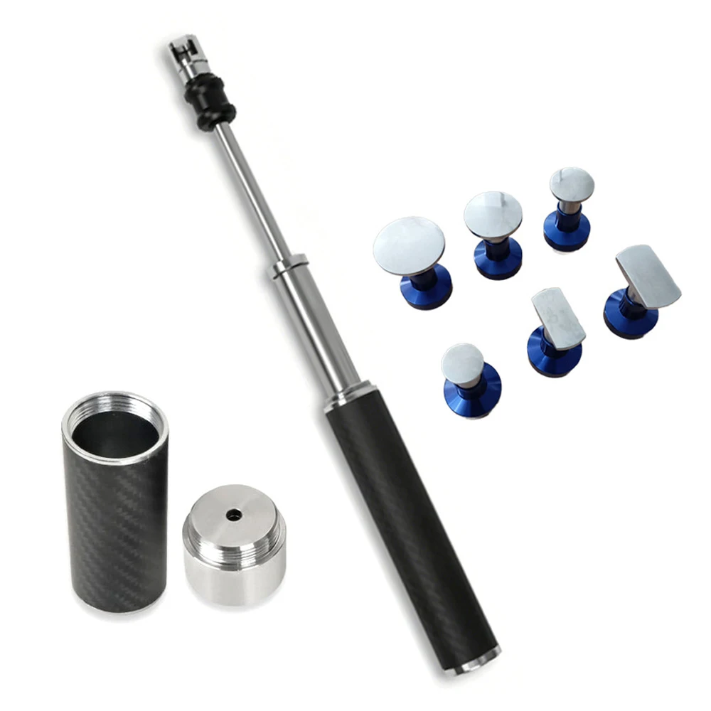 Paintless Dent Repair Puller Kit Black Spring Dent Lifter Hammer with 6 Stainless Steel Tips Pdr Tools