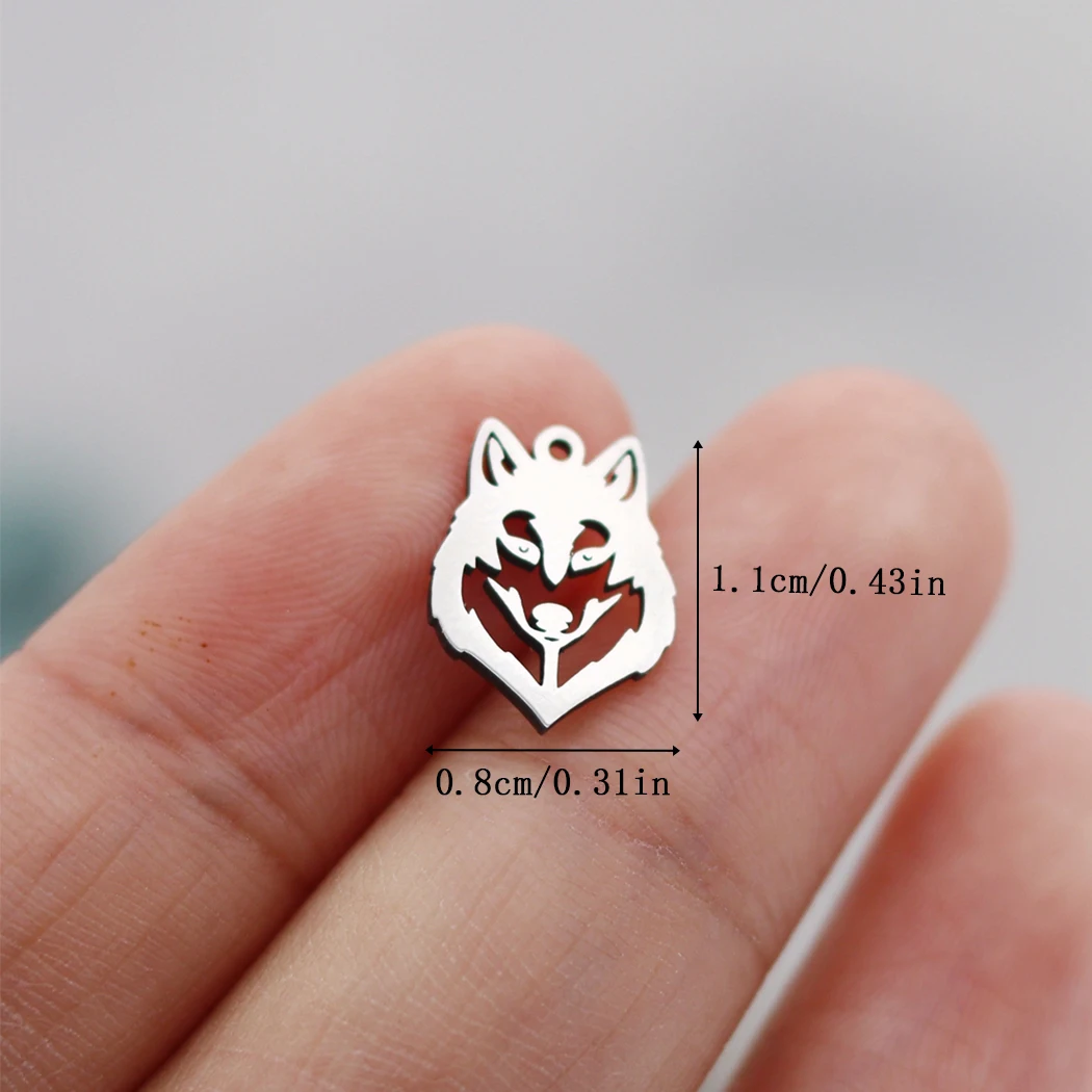 3pcs Hollowed Wolf Head Pendants For Jewelry Making Stainless Steel Animals Charms Diy Necklaces Bracelets Accessories