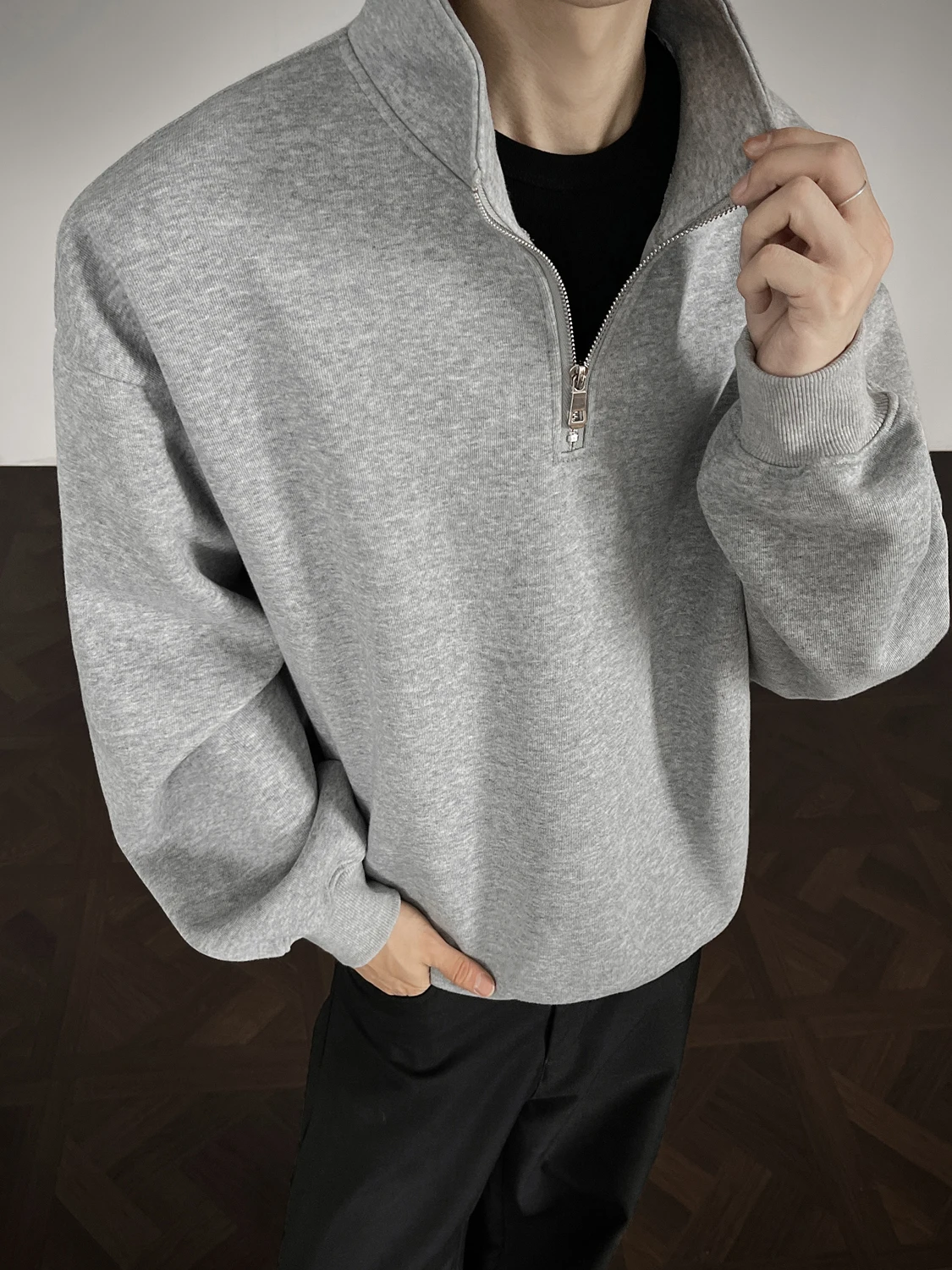 

Мужская толстовка на молнии из тяжелого чистого хлопка, свободный пуловер Boxy ort Sle, модная брендовая новинка, осенняя коллекция 2025 года