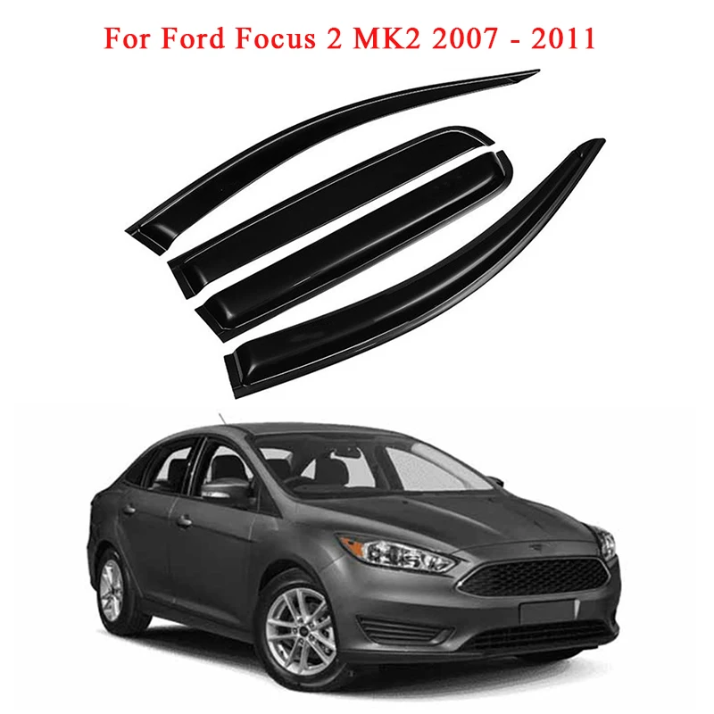 Car Side Window Visor Weathershields Side Window Deflectors Vent Sun Rain Guard For Ford Focus 2 MK2 2007 - 2011