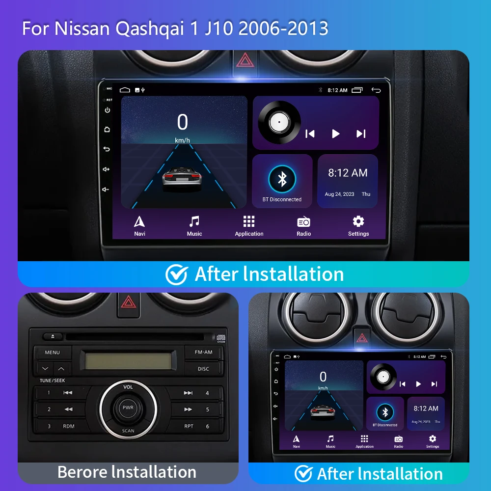 2din Android 13 Voor Nissan Qashqai 1 J10 2006-2013 Auto Radio Multimedia Video Speler Gps Navigatie Carplay Stereo Autoradio Dsp