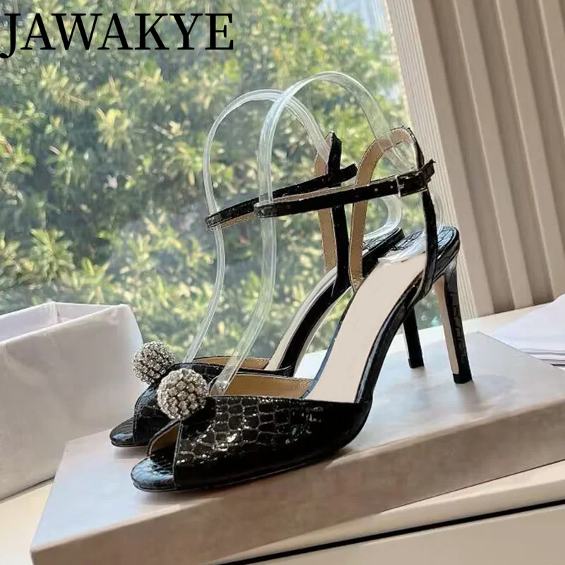 Summer Stone pattern Leather Peep toe Women Sandals Runway Lace Pearl Wedding Pumps High Heels Formal Luxury Woman Dress Shoes