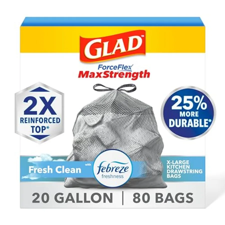 

Мусорные пакеты ForceFlex MaxStrength XL для кухни, 20 галлонов, Fresh Clean, 80 шт. (упаковка может отличаться)