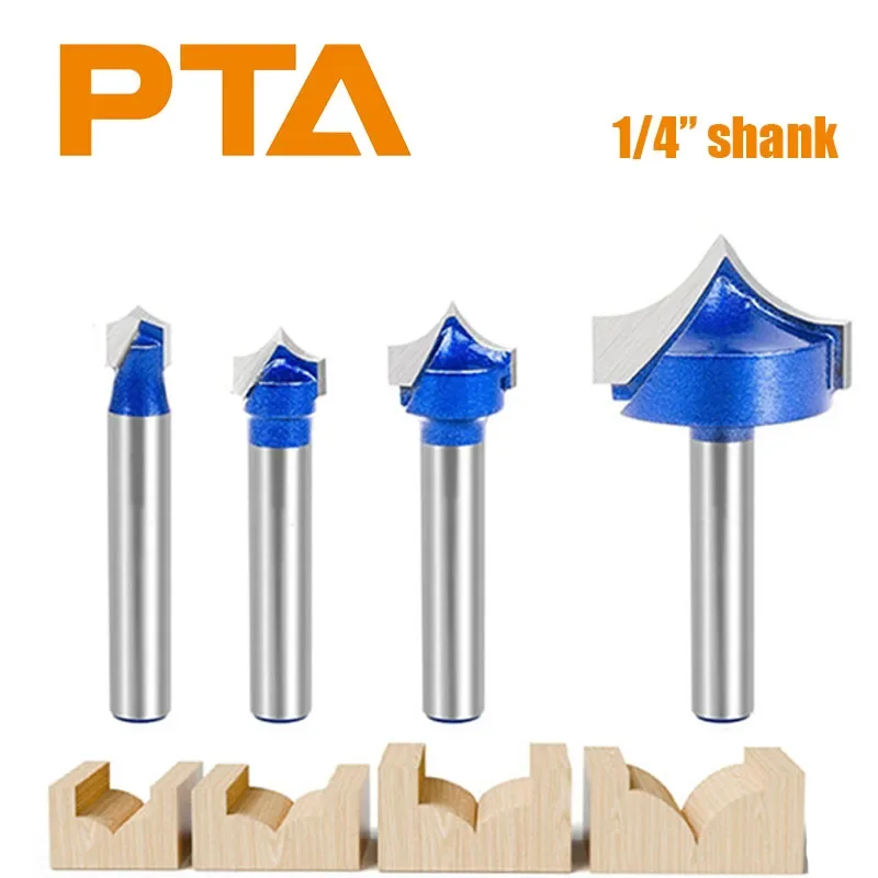 

Фреза для гравировки с заостренным концом (1 шт./4 шт.), серебристо-синий набор фрез для деревообработки, инструмент для ЧПУ-резьбы по дереву для обработки круглых кромок и пазов