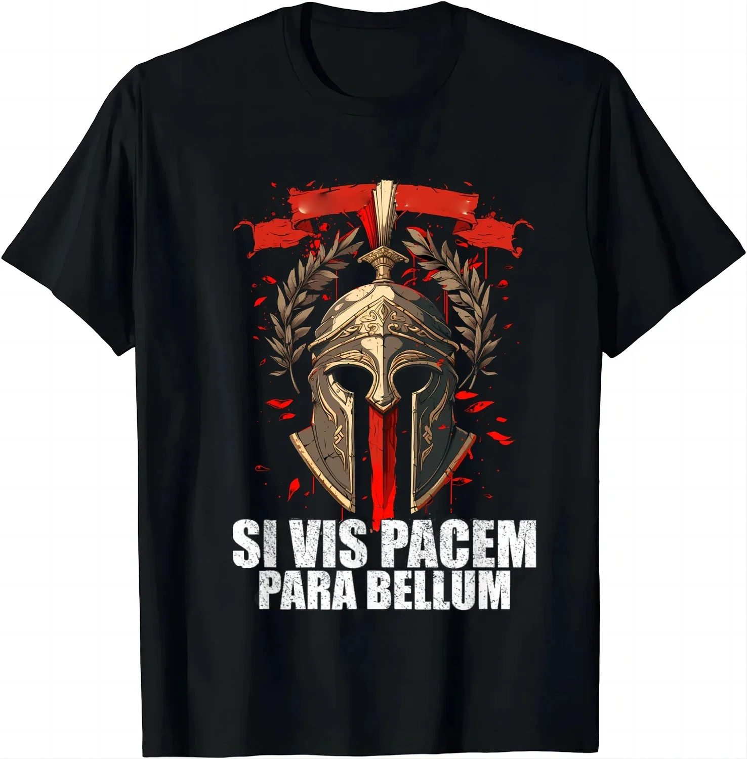 

Pacem Para Bellum Latin Quote Helmet Graphic Tee Breathable Men's Short Sleeve T-Shirt