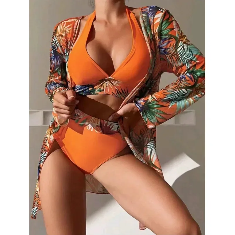 

Hot Sale Of The Season New Women's Bikini Set Triangle Cup Separate Three-Piece Suit with Outer Hanging Long Skirt Multi-Color C