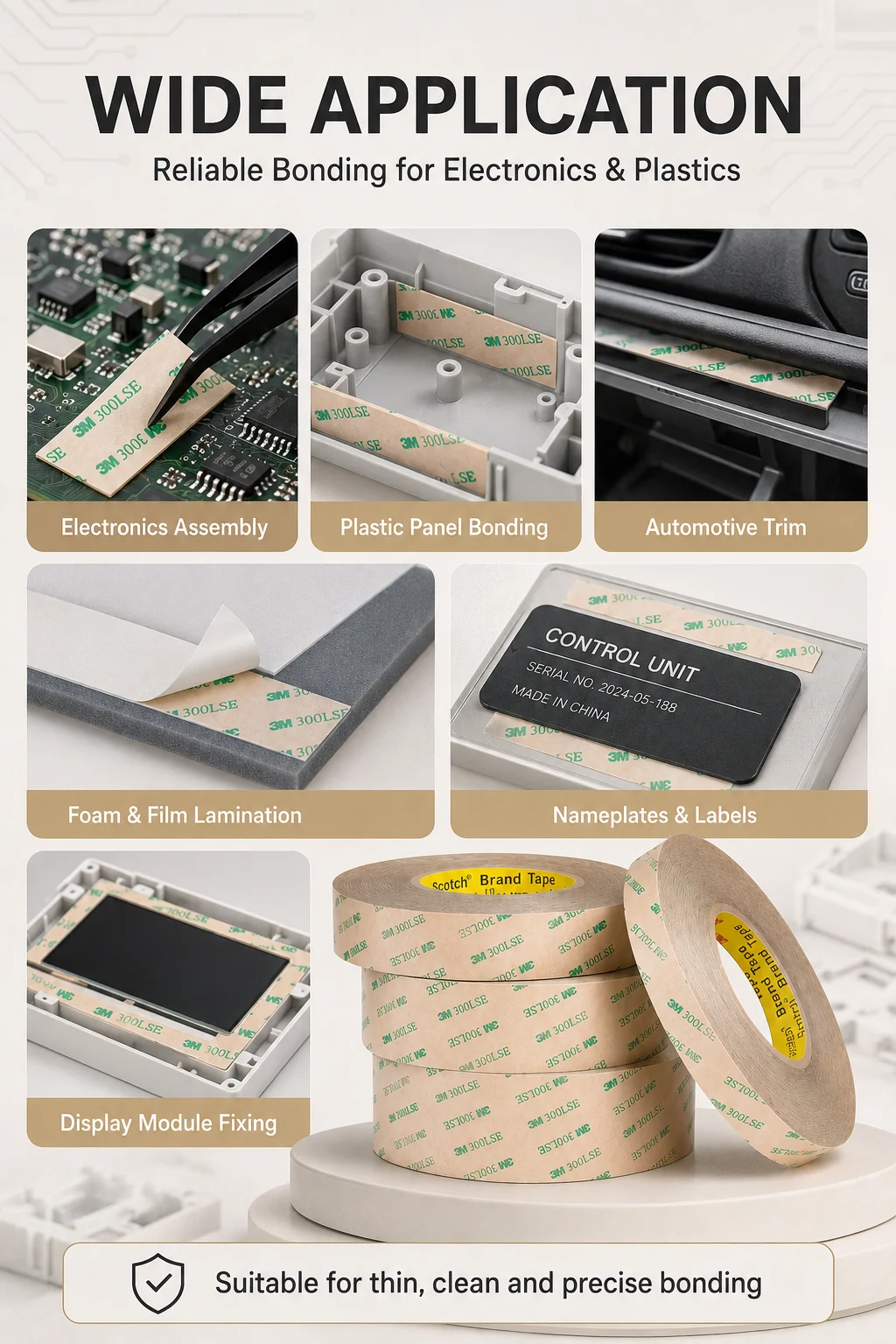 3M 9495LE Doppelseitiges PET-Klebeband 300LSE Acrylklebstoff für Elektronik-Kunststoffteile und Autoteile 0,17mm 11m – Detail 3
