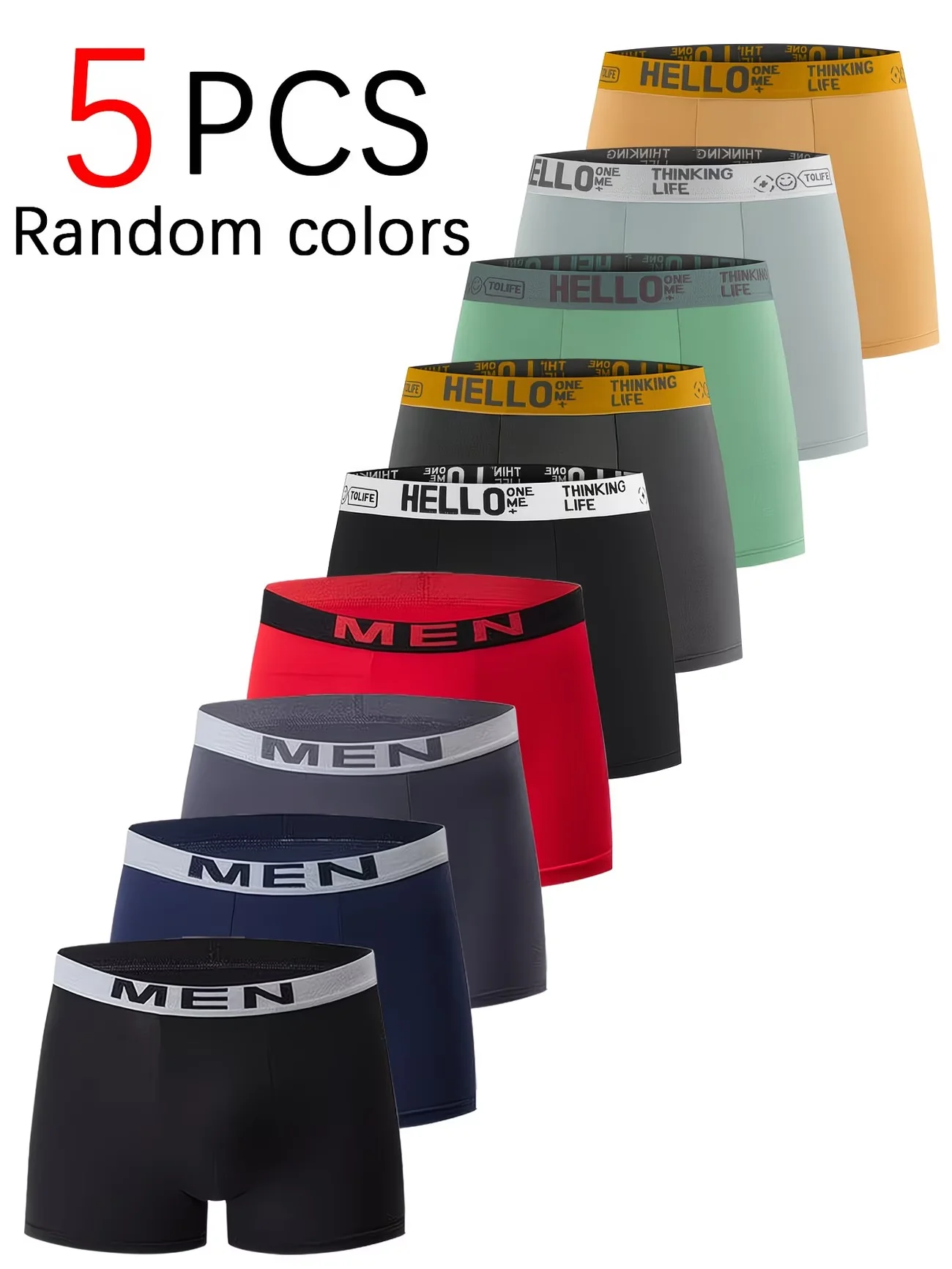 5PCS Random Men's Striped Flat Corner Underwear 