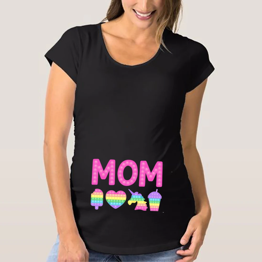 

Comfy Stretchy MOM Graphic Print Maternity T-shirt Pregnancy Announcement Tees Top Short Sleeve Crew Neck Summer Clothing