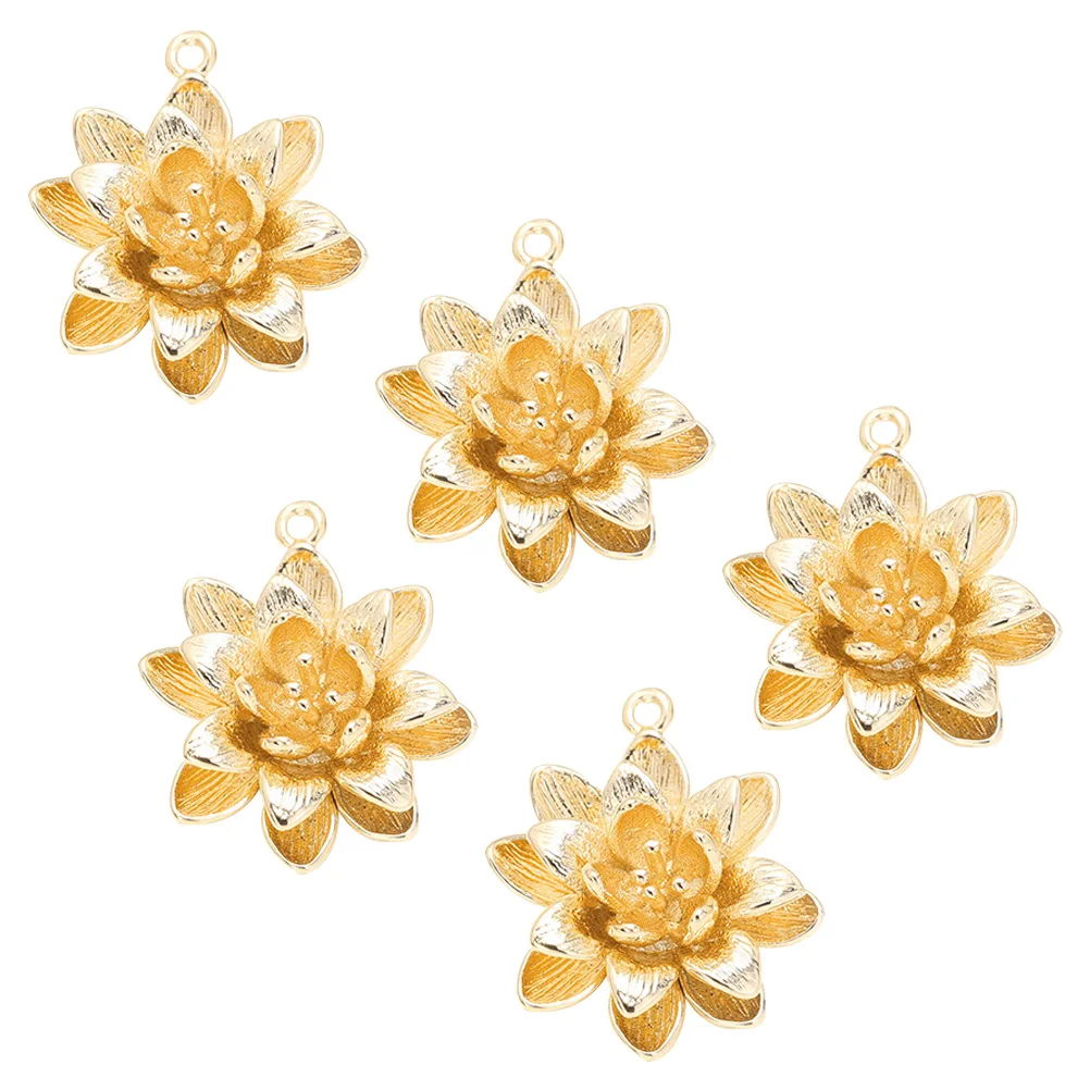 

5pcs Alloy Flower Charms 3D Pendant DIY Jewelry Making Accessories Golden Color Women Party Dating Necklace Craft Supplies