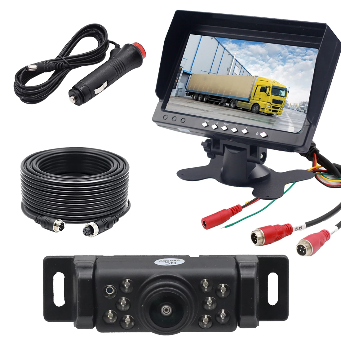 7'' AHD IPS Monitor 1024X600+1080P IP69 Rear view Reversing Camera For Truck Bus trailer RV Car Wired Backup Camera Kit