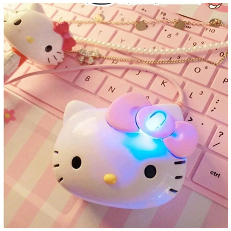 Anime Hellokittys Series Cute Doll Shaped Creative Mouse Kawaii Cartoon Silent Sensitive Wired Mouse Desktop Ornament Girl Gift