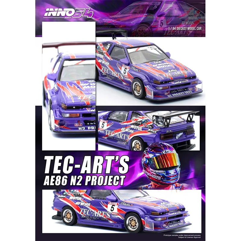 PreSale INNO 1:64 Sprinter Trueno AE86 N2 Project By Tec Art`s Diecast Diorama Car Model Collection Miniature Toys