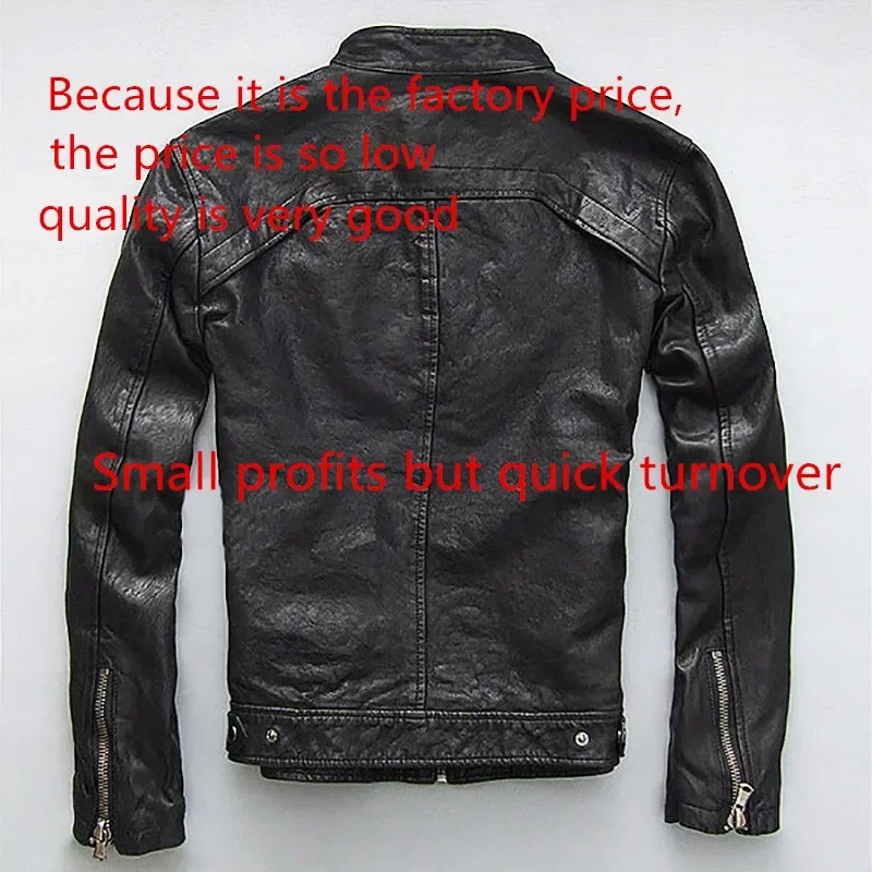 Tcyeek Men's Genuine Leather Jacket Men Real Sheep Goat Black Brown Male Bomber Motorcycle Jackets Spring Autumn Mens Clothes L1